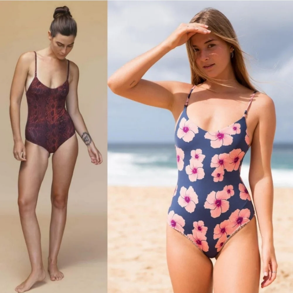 New acacia swimwear hina samba L fullpiece swim suit purple black snake animal